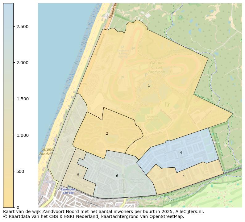 Afbeelding van de wijk Zandvoort Noord op de kaart.