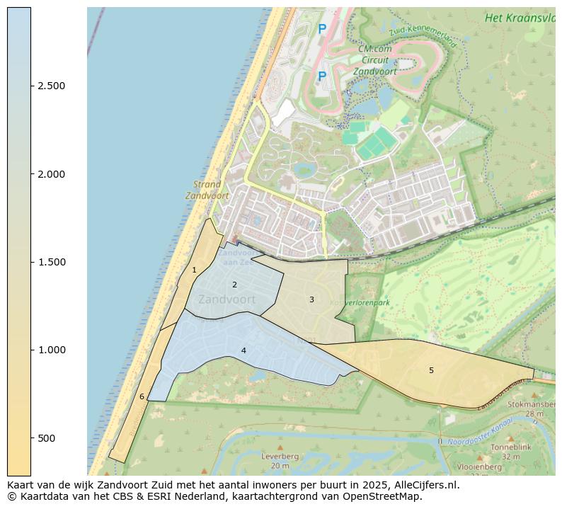 Afbeelding van de wijk Zandvoort Zuid op de kaart.