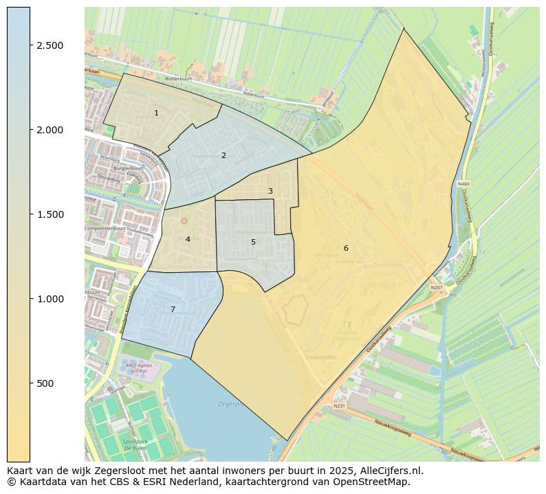 Afbeelding van de wijk Zegersloot op de kaart.