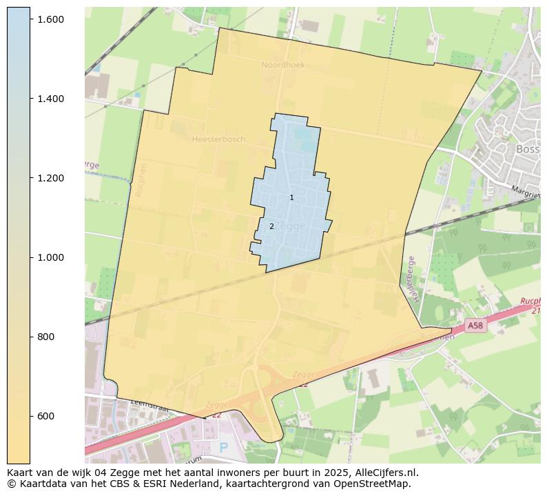 Afbeelding van de wijk Zegge op de kaart.