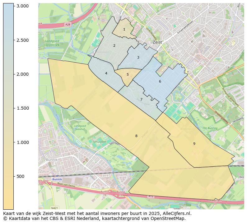 Afbeelding van de wijk Zeist-West op de kaart.