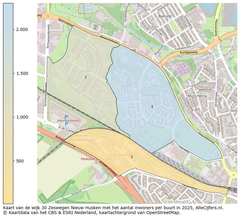 Afbeelding van de wijk Zeswegen-Nieuw Husken op de kaart.
