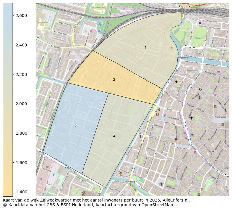 Afbeelding van de wijk Zijlwegkwartier op de kaart.