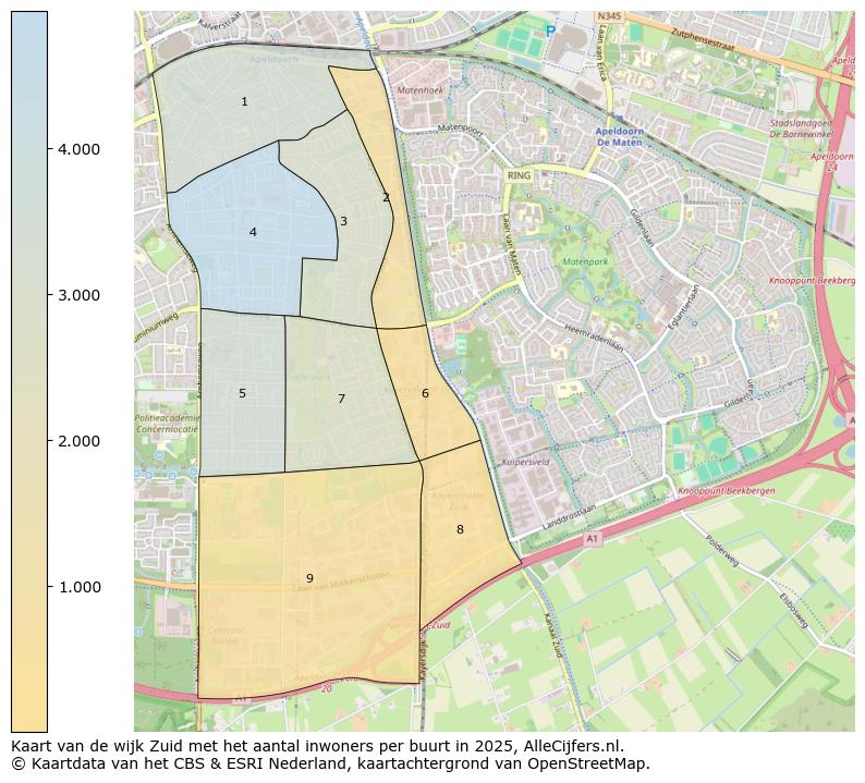 Afbeelding van de wijk Zuid op de kaart.