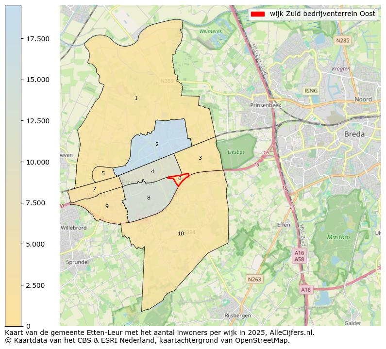 Afbeelding van de wijk Zuid bedrijventerrein Oost op de kaart.