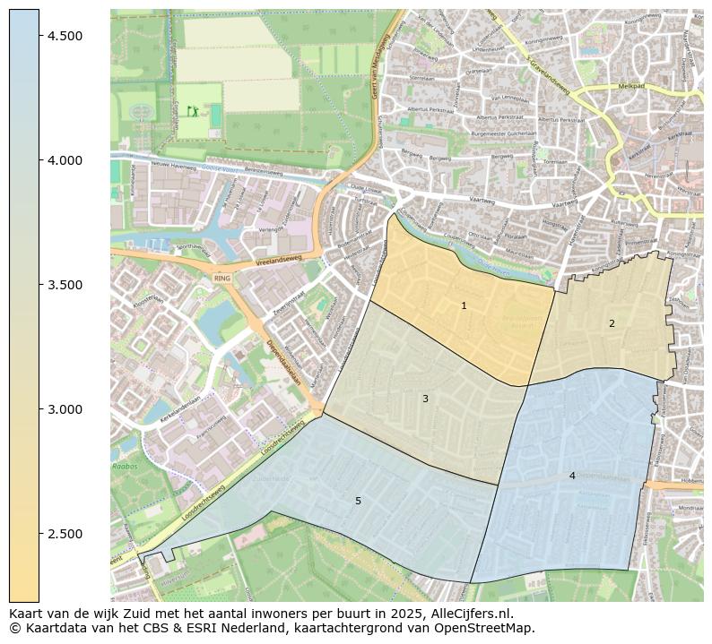 Afbeelding van de wijk Zuid op de kaart.