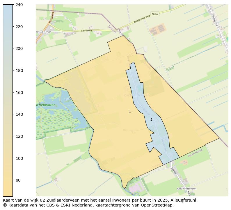 Afbeelding van de wijk Zuidlaarderveen op de kaart.