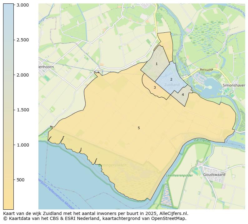 Afbeelding van de wijk Zuidland op de kaart.