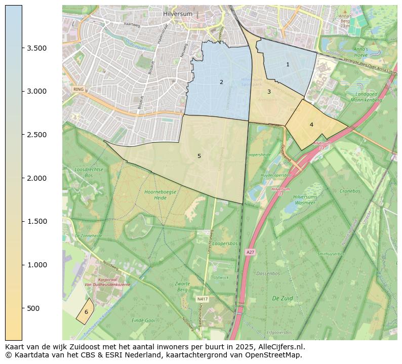 Afbeelding van de wijk Zuidoost op de kaart.