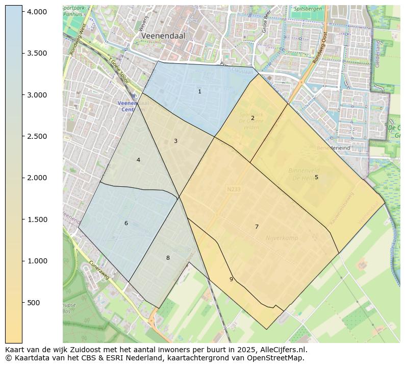 Afbeelding van de wijk Zuidoost op de kaart.