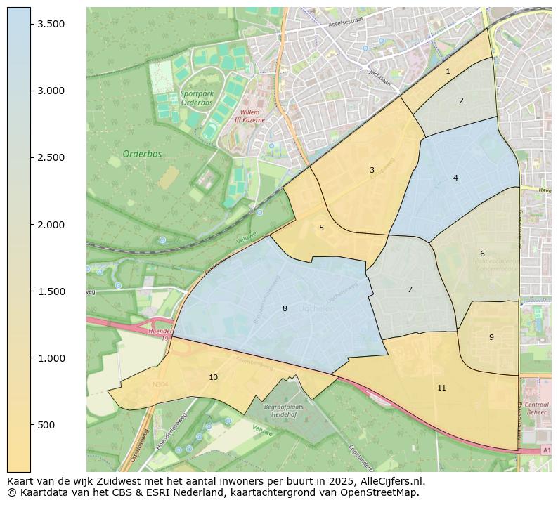 Afbeelding van de wijk Zuidwest op de kaart.