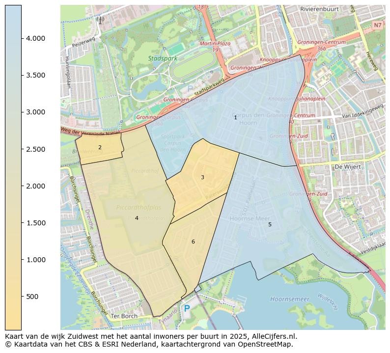 Afbeelding van de wijk Zuidwest op de kaart.