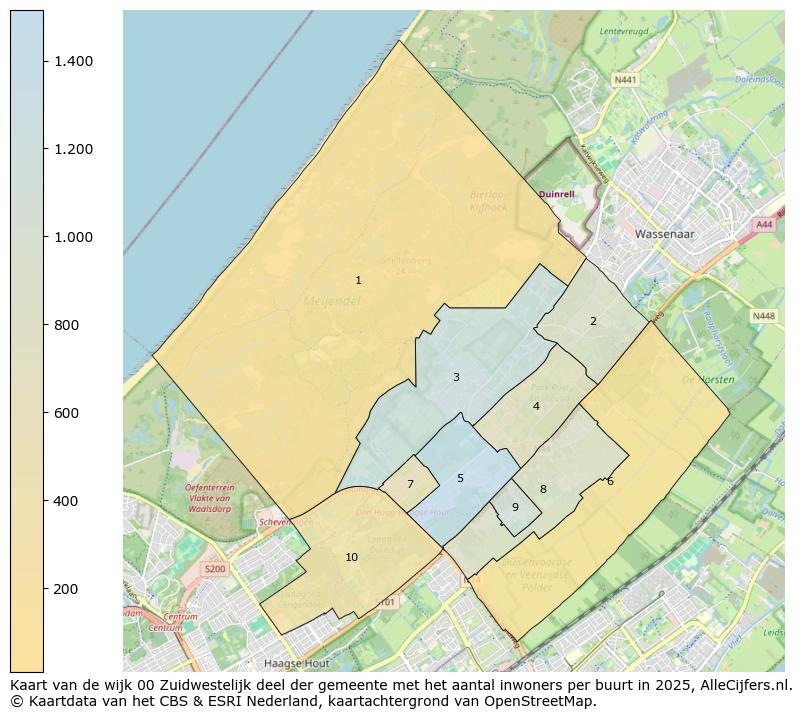 Afbeelding van de wijk Zuidwestelijk deel der gemeente op de kaart.