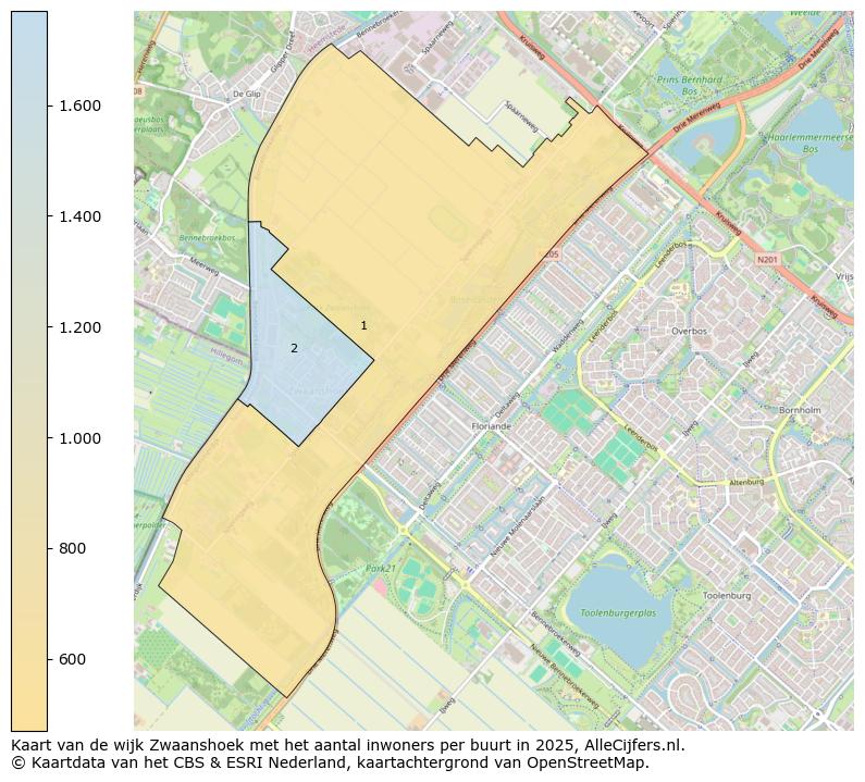 Afbeelding van de wijk Zwaanshoek op de kaart.