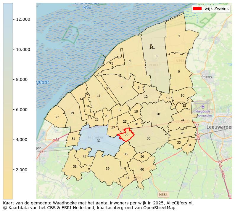 Afbeelding van de wijk Zweins op de kaart.