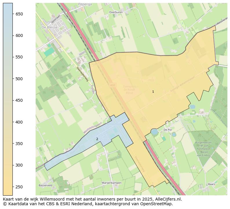 Afbeelding van de wijk Willemsoord op de kaart.