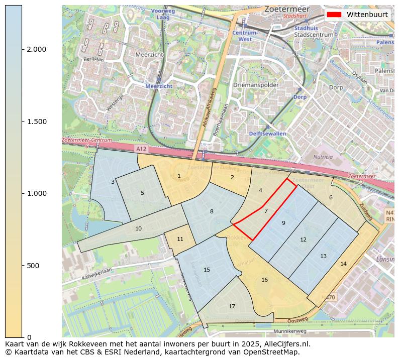 Afbeelding van de Wittenbuurt op de kaart.