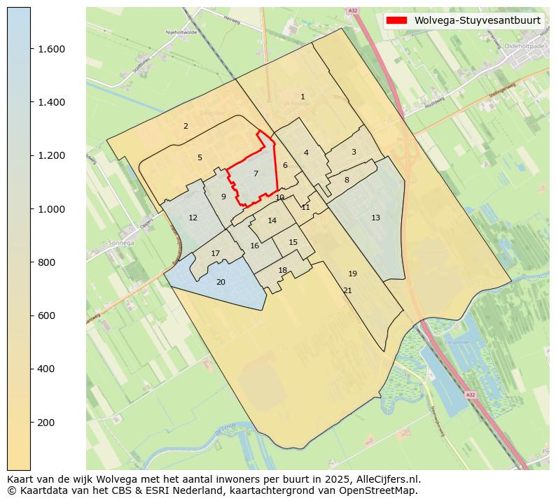 Afbeelding van de Wolvega-Stuyvesantbuurt op de kaart.