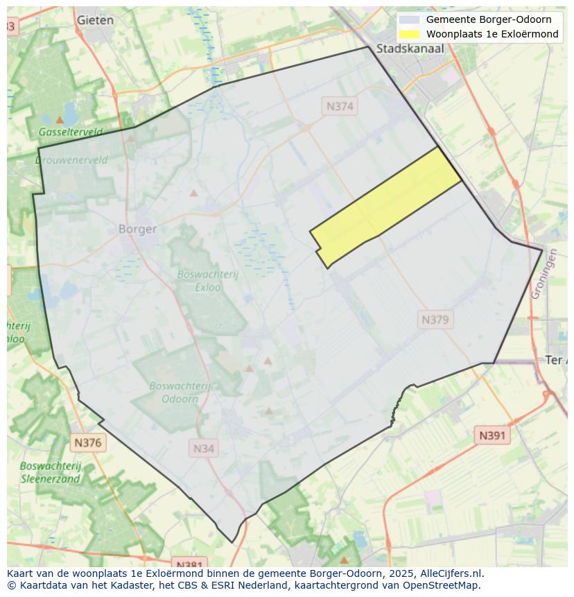 Afbeelding van de woonplaats 1e Exloërmond op de kaart.