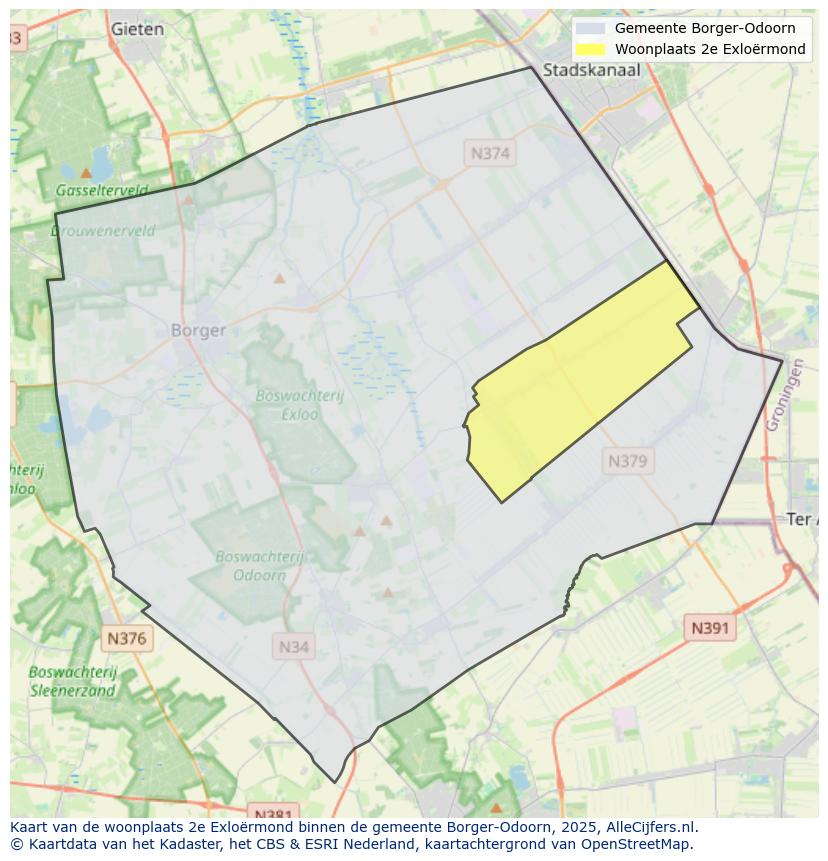 Afbeelding van de woonplaats 2e Exloërmond op de kaart.
