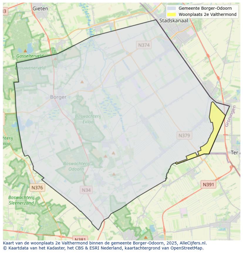 Afbeelding van de woonplaats 2e Valthermond op de kaart.