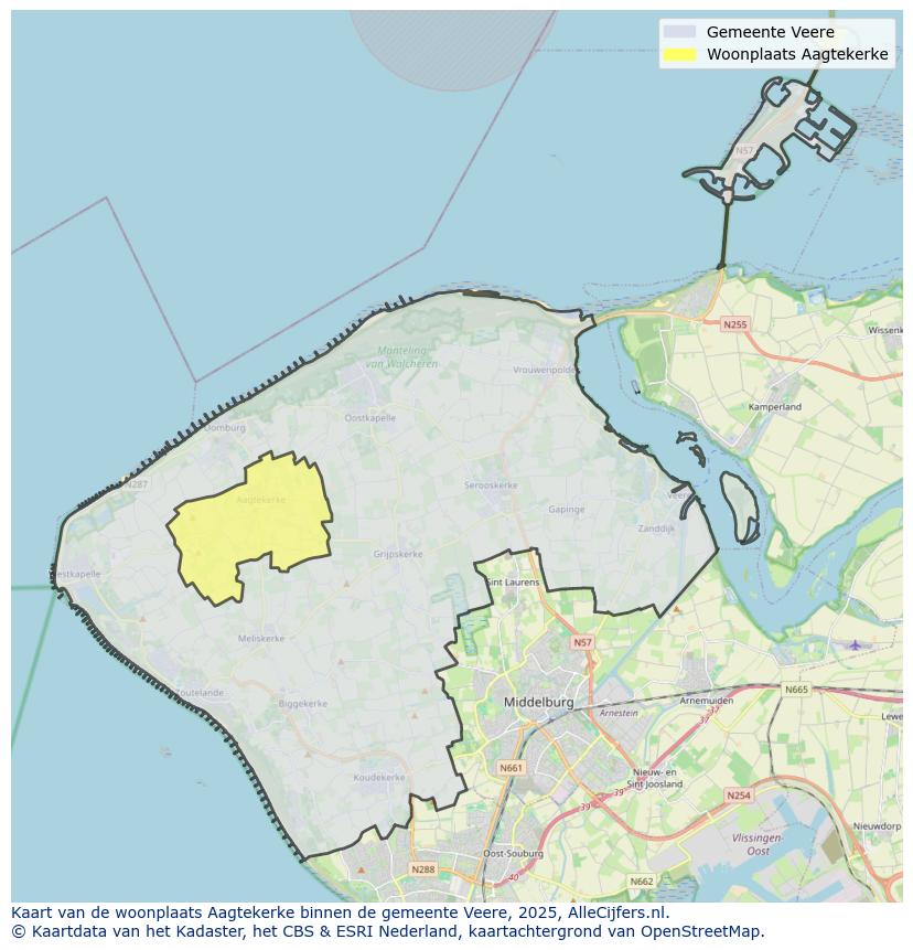 Afbeelding van de woonplaats Aagtekerke op de kaart.