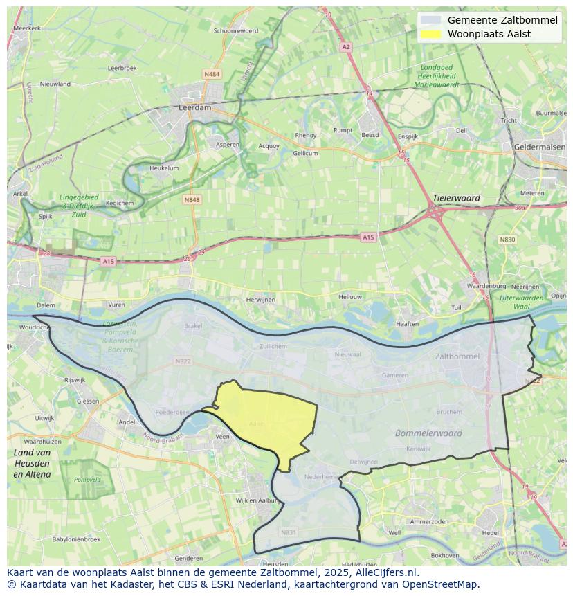 Afbeelding van de woonplaats Aalst op de kaart.