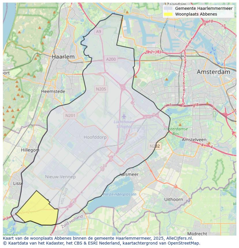 Afbeelding van de woonplaats Abbenes op de kaart.