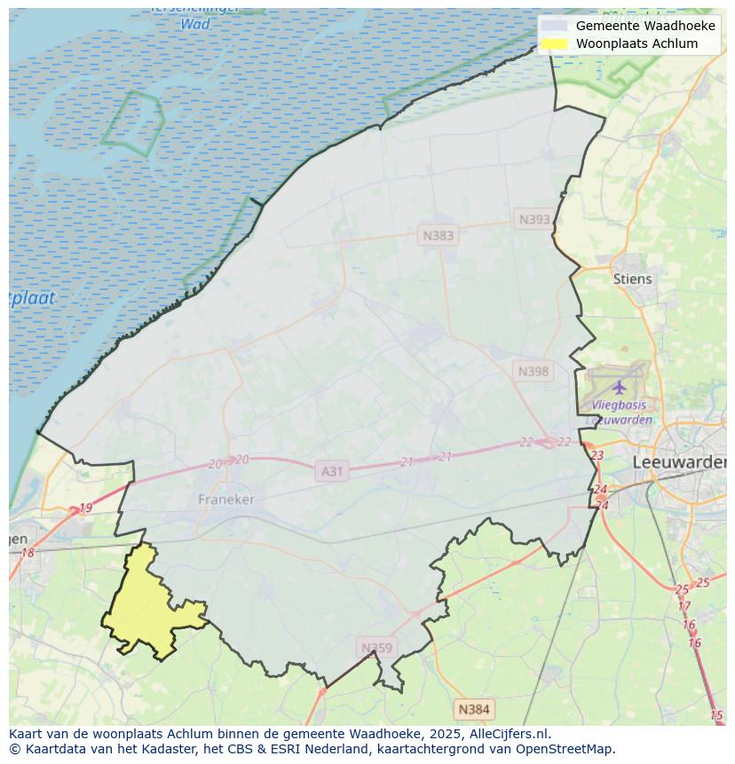 Afbeelding van de woonplaats Achlum op de kaart.