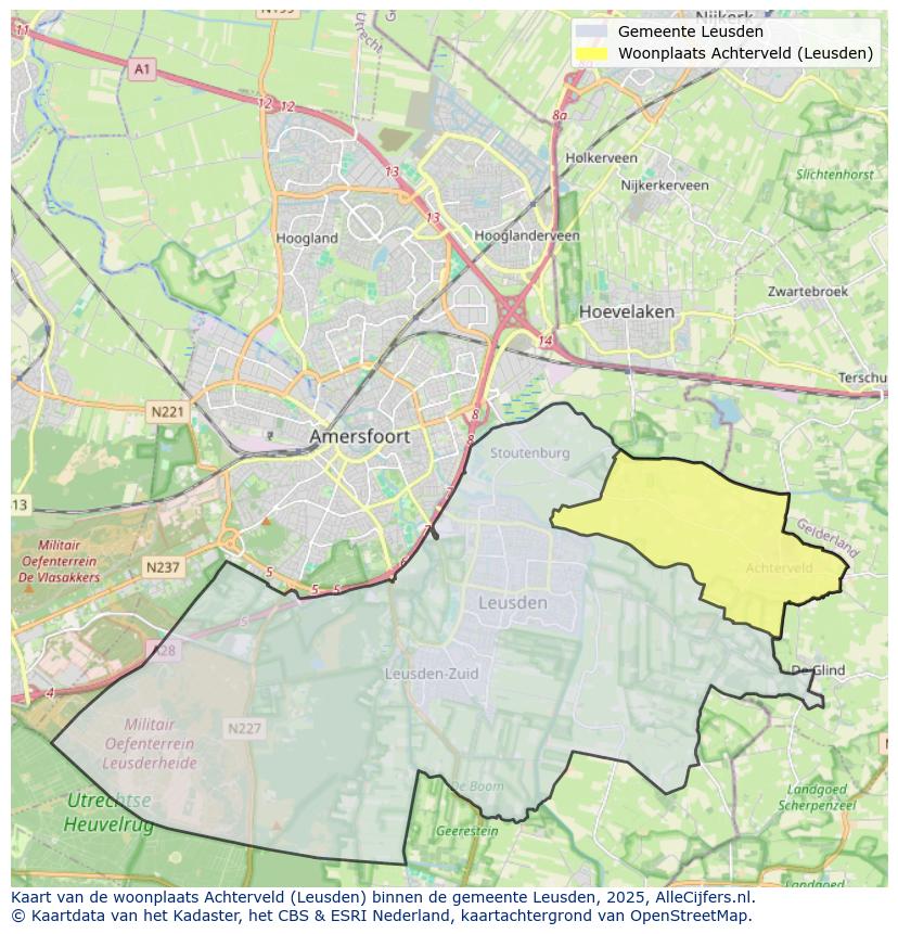 Afbeelding van de woonplaats Achterveld op de kaart.