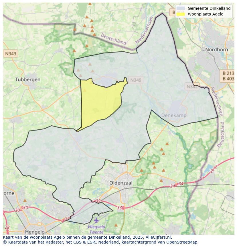Afbeelding van de woonplaats Agelo op de kaart.