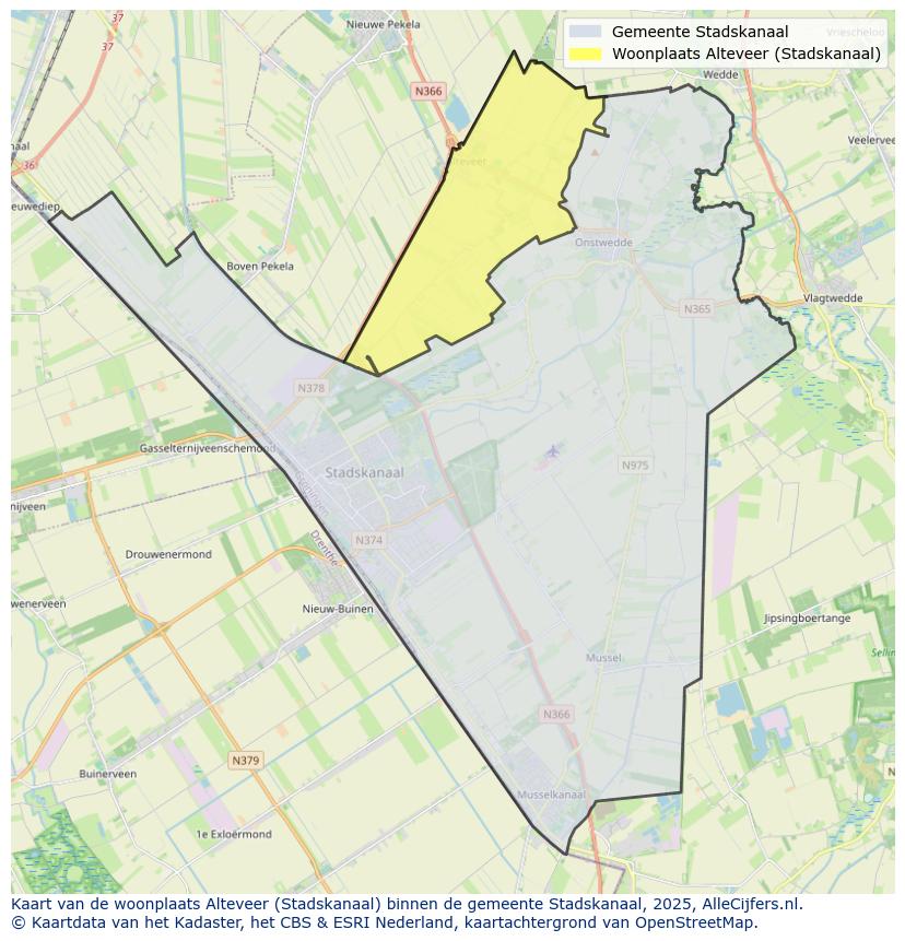 Afbeelding van de woonplaats Alteveer op de kaart.