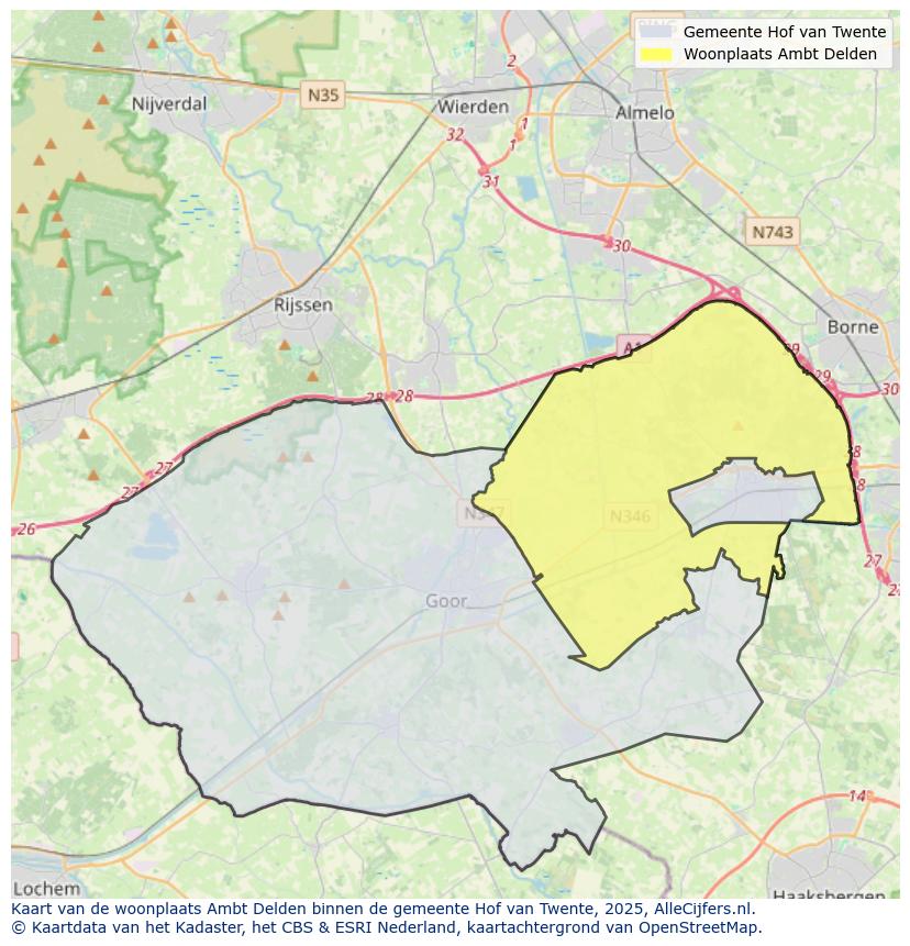Afbeelding van de woonplaats Ambt Delden op de kaart.