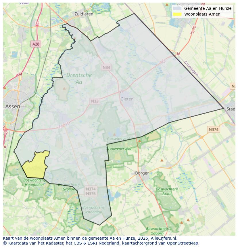 Afbeelding van de woonplaats Amen op de kaart.