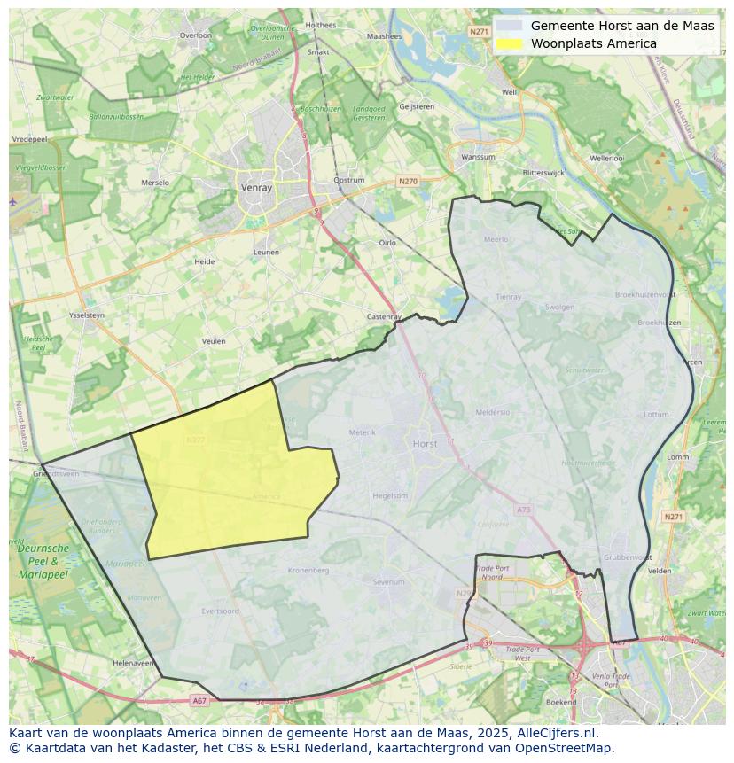 Afbeelding van de woonplaats America op de kaart.