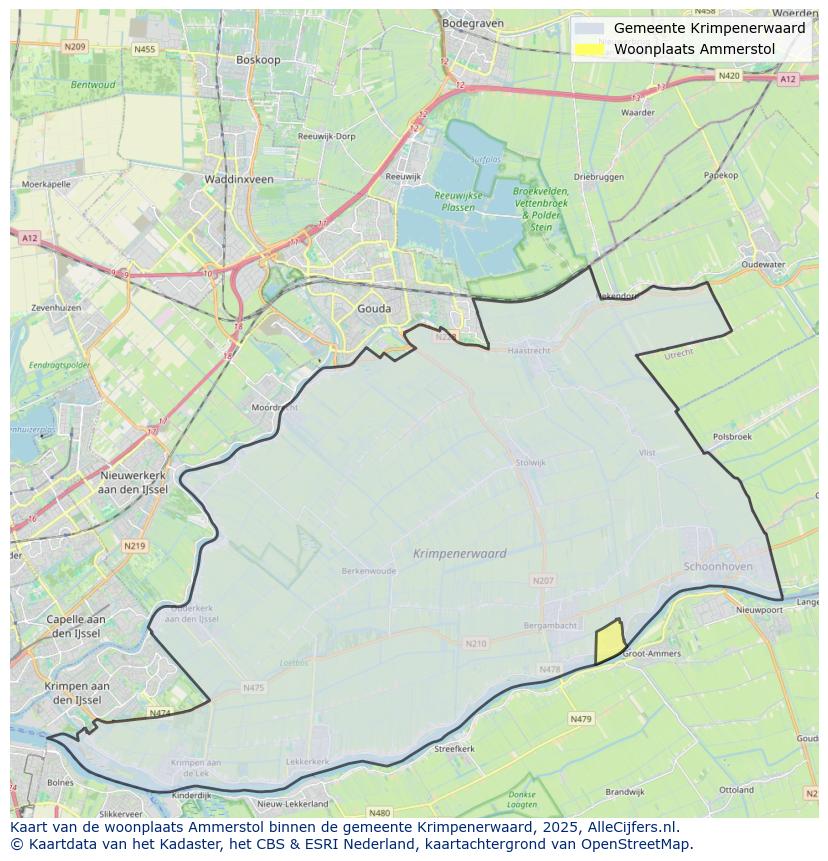 Afbeelding van de woonplaats Ammerstol op de kaart.