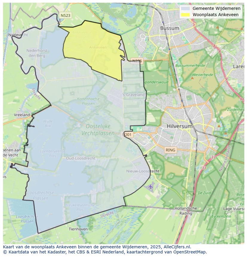 Afbeelding van de woonplaats Ankeveen op de kaart.