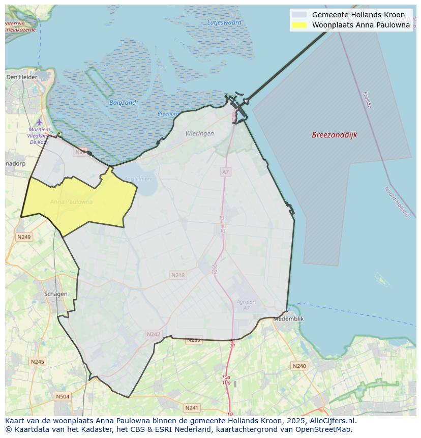 Afbeelding van de woonplaats Anna Paulowna op de kaart.