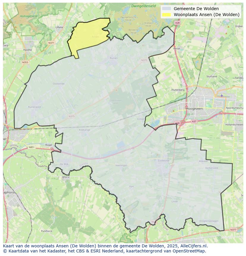 Afbeelding van de woonplaats Ansen op de kaart.