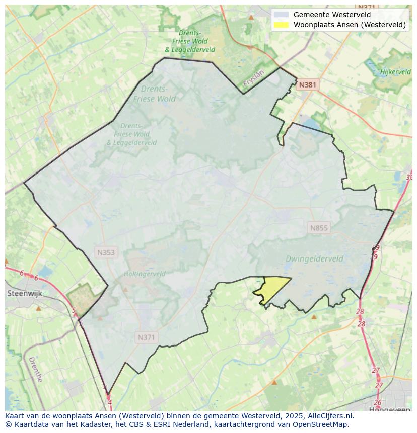 Afbeelding van de woonplaats Ansen op de kaart.