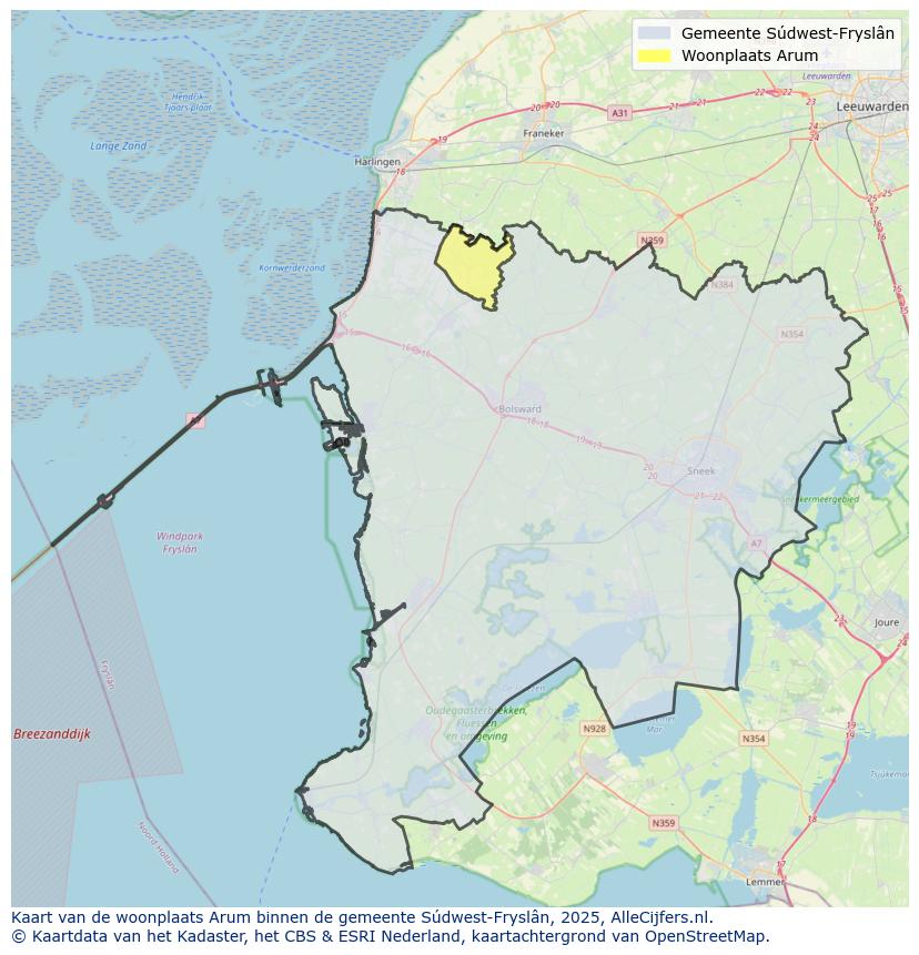 Afbeelding van de woonplaats Arum op de kaart.