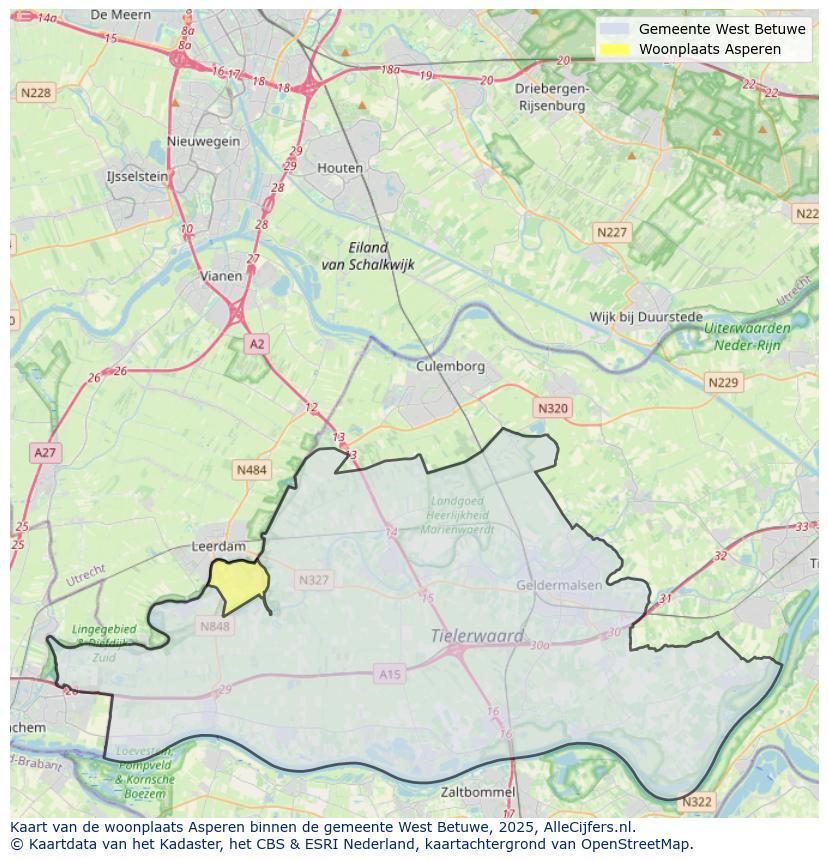 Afbeelding van de woonplaats Asperen op de kaart.