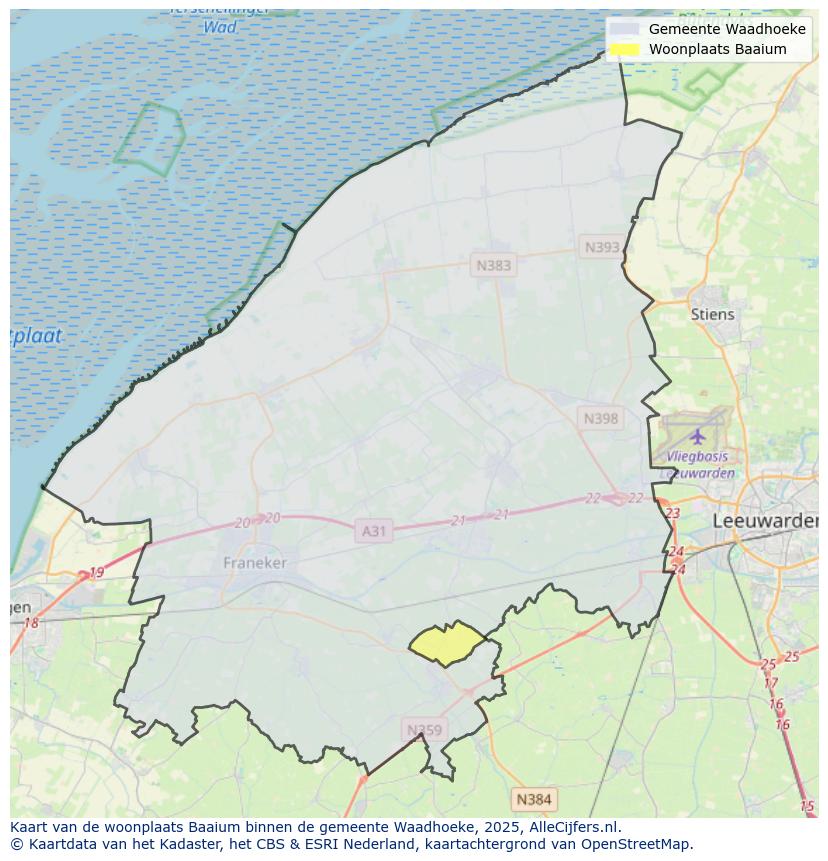 Afbeelding van de woonplaats Baaium op de kaart.