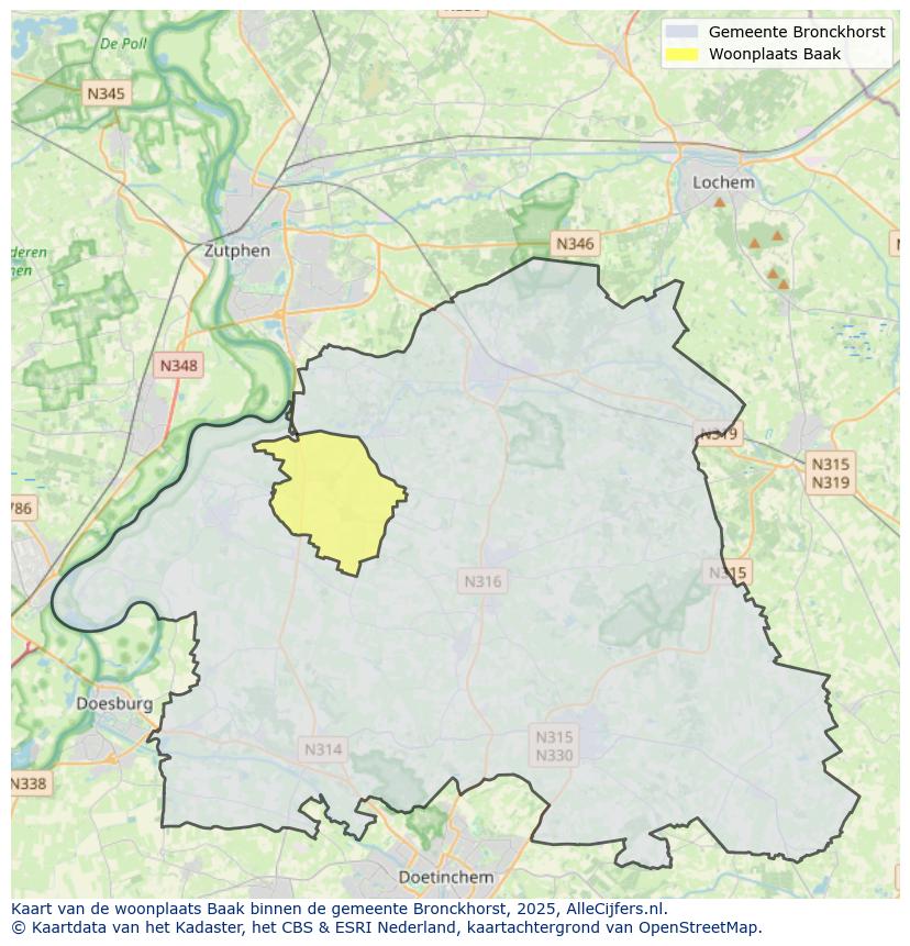 Afbeelding van de woonplaats Baak op de kaart.