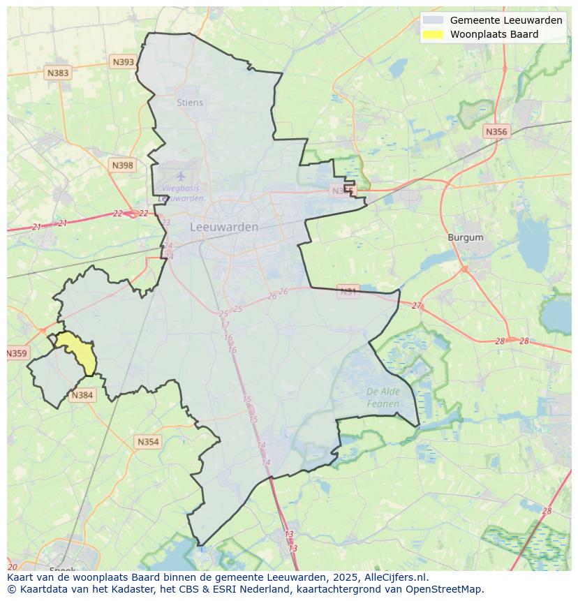 Afbeelding van de woonplaats Baard op de kaart.