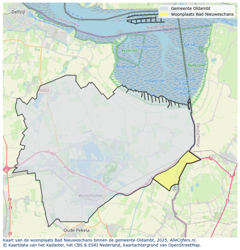 Afbeelding van de woonplaats Bad Nieuweschans op de kaart.