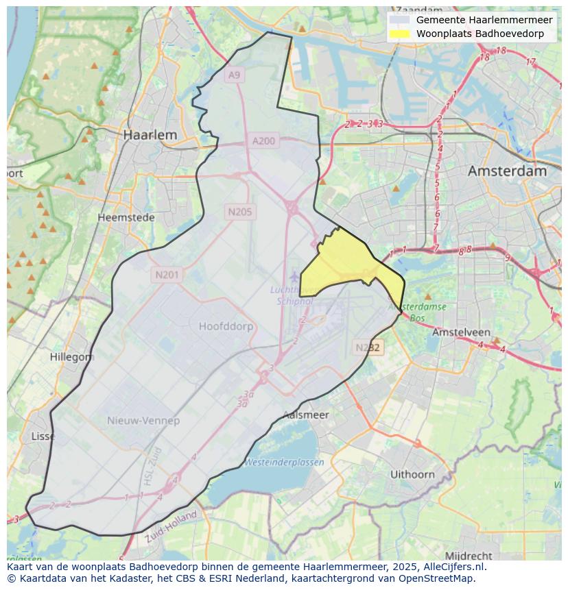 Afbeelding van de woonplaats Badhoevedorp op de kaart.