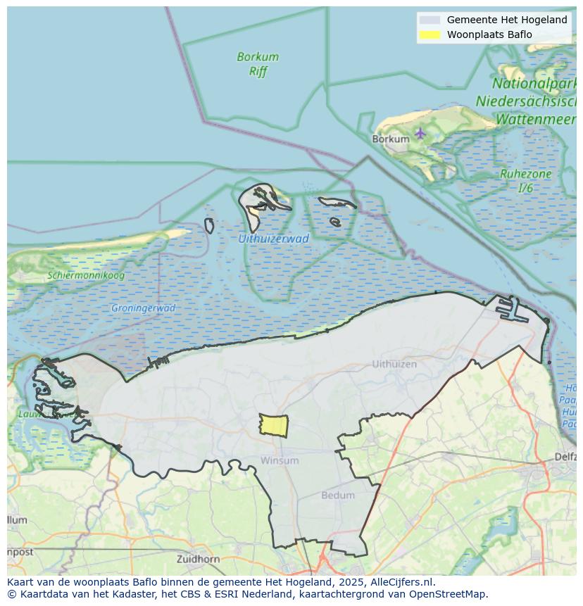 Afbeelding van de woonplaats Baflo op de kaart.