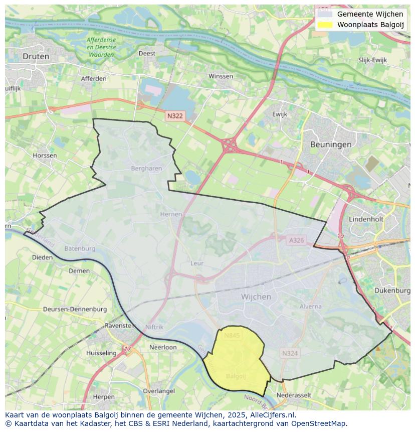 Afbeelding van de woonplaats Balgoij op de kaart.