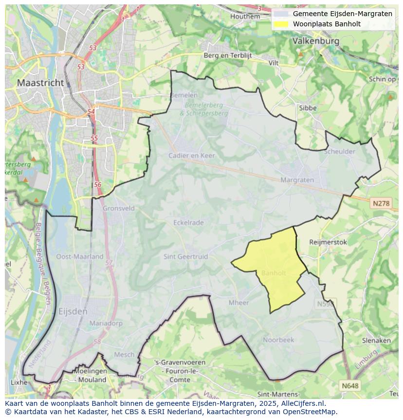 Afbeelding van de woonplaats Banholt op de kaart.
